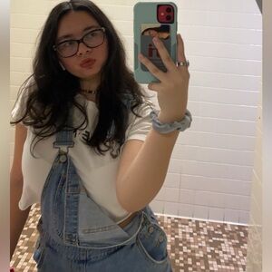 Distressed Denim Overall Dress